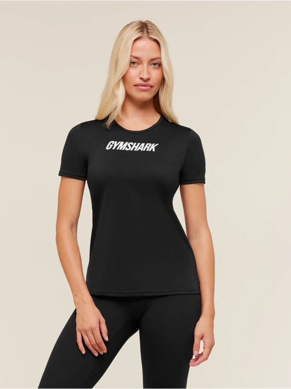 Gymshark Black Short-Sleeve Logo Tee - White Print